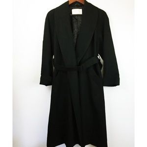 Jones New York Petites Black 100% Wool Trenc Coat